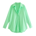 Oversized mint green poplin shirt for women featuring a button-down front and relaxed fit - XS / Green