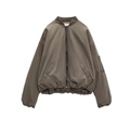 Chaqueta bomber Y2K para mujer en color marrón oscuro con cuello acanalado y bolsillo - XS / Topo Oscuro