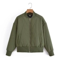 Chaqueta bomber Y2K verde militar con puños acanalados y cremallera metálica - S / Verde Militar