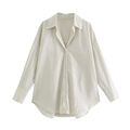 Oversized Y2K style cotton poplin shirt in apricot color with drop shoulder design - XS / Beige