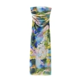 Vestido palabra de honor Y2K con estampado floral abstracto y detalles de drapeado - S / Azul Cielo