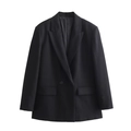 Klassieke zwarte damesblazer met reverskraag en klepzakken op een witte achtergrond - XS / Zwart
