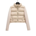 Giacca imbottita corta Y2K beige con collo alto e dettagli trapuntati - XS / Albicocca