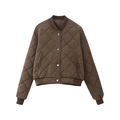 Chaqueta bomber acolchada marrón oscuro con botones plateados y puños acanalados - XS / Marrón Oscuro