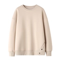 Y2K oversized crewneck sweatshirt in apricot with decorative diagonal hem buttons - S / Apricot