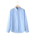 Klassisches blau-weiß gestreiftes Langarmhemd mit Button-Down-Kragen und Tasche - S / Blau-weiß gestreift