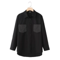 Camicia in popeline nero Y2K con tasche decorative con borchie argento e colletto a punta - XS / Nero