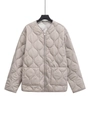 Detalle de textura acolchada de diamantes y cremallera metálica en chaqueta ligera - XS / Gris claro