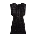 Mini abito nero con paillettes Y2K senza maniche con scollo a V sulla schiena e lacci - XS / Stile Schiena Scoperta Nero