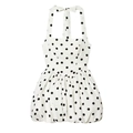 Abito bianco retrò con scollo all'americana, pois neri e gonna a sbuffo - XS / Bianco a pois neri