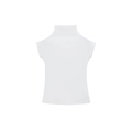 Slim fit white high neck short sleeve t-shirt for women in minimalist summer style - S / White