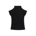 Slim fit black high neck sleeveless knit top for women with minimalist summer style - S / Black