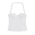 Elegante top estilo corsé blanco con cuello halter y ajuste ceñido para mujer - XS / Color Sólido (Blanco) / Blanco