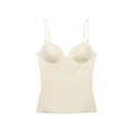 Minimalist cream nylon blend camisole top with built-in bra pads and thin straps - XS / Tops / Off White
