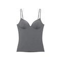Women's dark grey nylon blend camisole with built-in padded cups and adjustable straps - XS / Gray