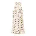 Polka dot halter neck backless satin dress in cream with black dots and tie neck detail - XS / Beige Polka Dot