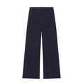 Women's high waist dark blue pinstripe wide leg trousers with vertical striped fabric - XS / Navy Blue Pants