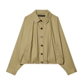 Conjunto de chaqueta de globo caqui moderna y pantalones plisados de moda para mujer - XS / Chaqueta De Globo Con Solapa Khaki