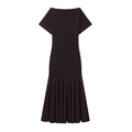 Elegantes dunkelbraunes Fledermausärmel-Kleid in schmaler Passform mit Plissee-Saum - S / Dunkelkaffee