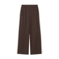 Pantaloni sportivi da donna marroni a gamba larga con strisce bianche e vita elastica - S / Pants