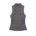 Chique donkergrijze mouwloze vesttop met een hoge kraag en dubbele knoopsluiting - XS / Grijs