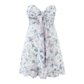 Witte zomerjurk met schelp- en koraalprint, hartvormige halslijn en een strikdetail - S / Zoals getoond