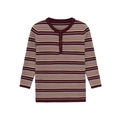 Haut henley en maille rayée pour hommes avec manches longues et motifs horizontaux rustiques - S / Rayures marron