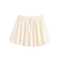 Women's cream white bubble skirt with wide pleated waist and decorative gold button - XS / Mini Skirt