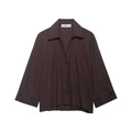Camicia da donna marrone scuro a maniche lunghe con due tasche e bottoni - XS / Marrone