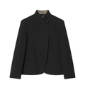 Damen Blazer in Schwarz mit Stehkragen, asymmetrischer Knopfleiste und minimalistischem Schnitt - S / Schwarz