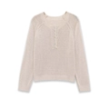 Beige gebreide damestrui met lange mouwen en ronde hals met knoopsluiting - S / Abrikoos