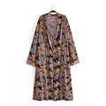 Damen Kimono-Cardigan mit Blumenmuster, langen Ärmeln und Manschetten im Leoparden-Look - S / Schwarz Bedruckt
