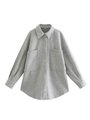 Relaxed fit gray wool shacket featuring large front pockets and a classic collared neckline - Gray