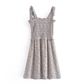 French vintage floral sundress with smocked bust and tie straps on white background - S / As Shown