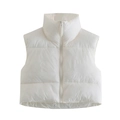 Gilet imbottito bianco con collo alto, cerniera e coulisse regolabile sul fondo - S / Bianco