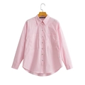 Chemise rose à manches longues en popeline avec deux poches plaquées et boutonnage - XS / Rose