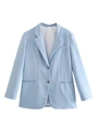 Classic light blue women's casual blazer with notch lapel and two-button closure - XS / Blue