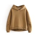 Sudadera oversize para mujer en tonos tierra con mangas plisadas de diseño exclusivo - S / Café Oscuro