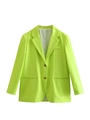 Women's casual neon green single-breasted blazer with classic lapel and front pockets - XS / Green