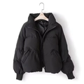 Women's black thick hooded puffer jacket with quilted design and zip pockets - XS / Black