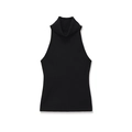 Top a maglia senza maniche a collo alto nero da donna, design minimalista elegante - S / Nero