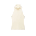 Elegante maglia senza maniche a dolcevita color crema con un design minimalista - S / Bianco