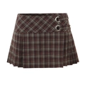 Mini-jupe plissée à carreaux britanniques classiques avec taille haute et boucles - S / Carreaux