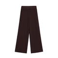 Dunkelbraune gerippte Damen-Strickhose mit weitem Bein, hoher Taille und lockerer Passform - S / Pants