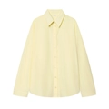Camisa clásica de algodón de manga larga en amarillo claro con cuello polo y corte relajado - XS / Amarillo