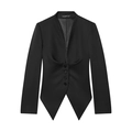 Blazer nero sfiancato a maniche lunghe con dettaglio a pieghe e fondo irregolare - S / Nero