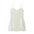 Elegantes weißes Camisole-Top mit floralem Spitzenbesatz und Spaghetti-Trägern - Weiß