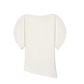Women's chic white puff sleeve blouse with asymmetrical hem and elegant boat neck design - XS / White