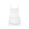 Détail de la robe blanche sans manches à col carré avec fronces et corset structuré - XS / Blanc