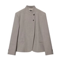 Gray women's stand collar blazer with asymmetrical front and modern minimalist design - XS / Tops / Gray